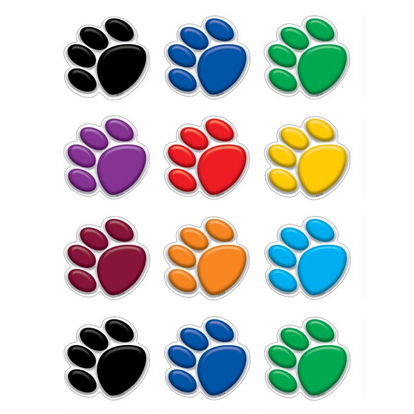 Colorful Paw Prints Mini Accents, 36 Pieces, PK6